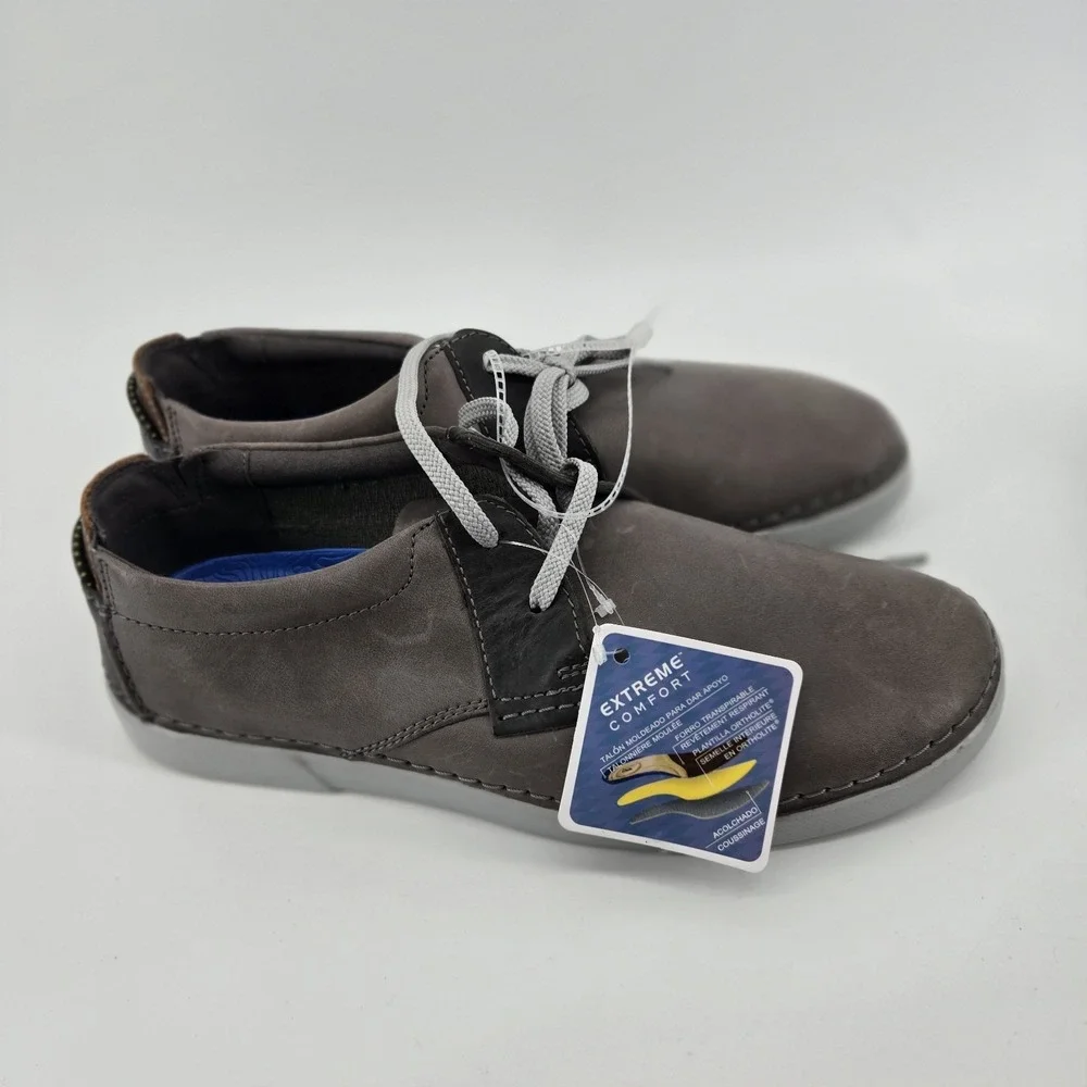 Clarks Gereld Men 10 Leather Lace Up Shoe Grey Low Top Formal Comfort Sneaker